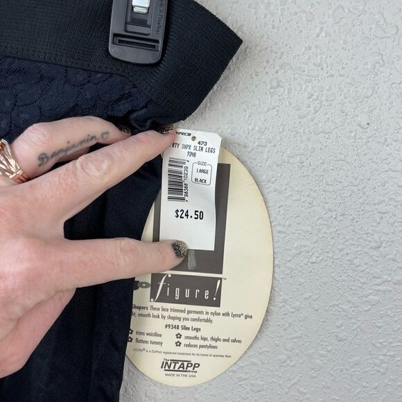 NWT Go Figure Womens Blue Lingerie Lace Trimmed Garment Skim Leg Leggings Size L - Picture 6 of 8